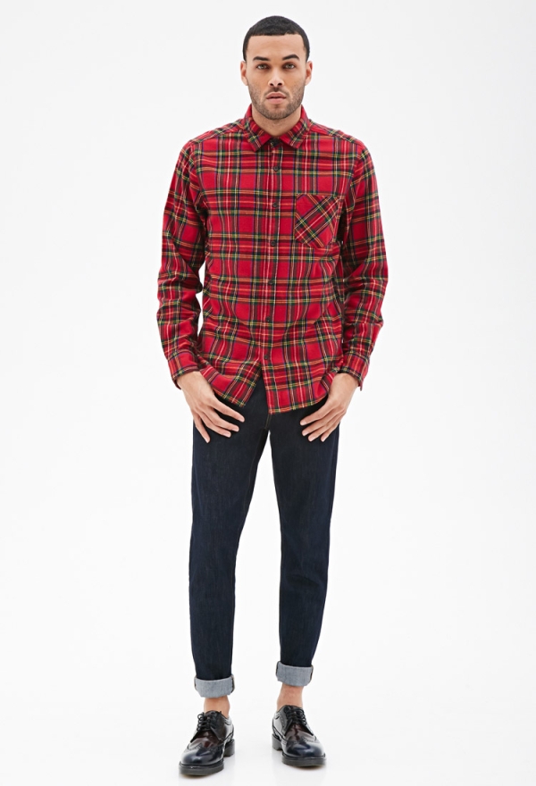 Plaid Flannel Collared Shirt