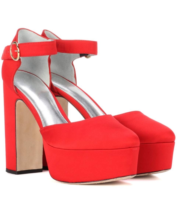 Satin high heel shoes