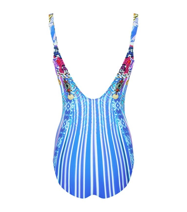 Classic full swimsuit in multicolored shades