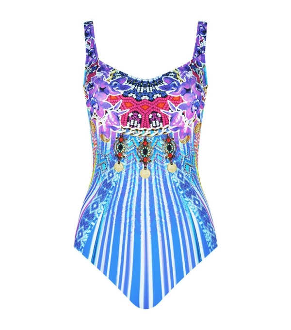Classic full swimsuit in multicolored shades