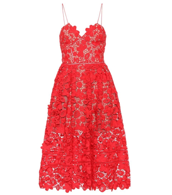 Rochie din dantelă cu bustiera roșie