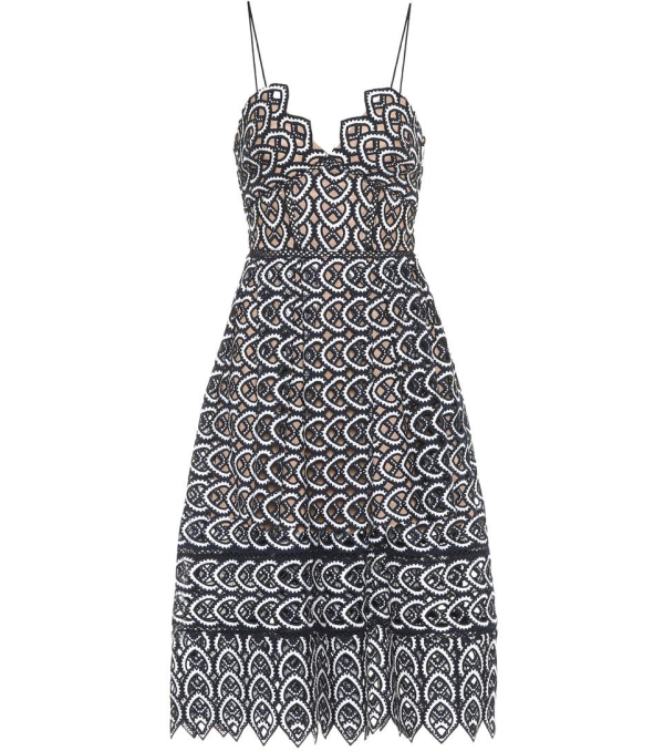 Lace dress with bustier dark blue and white