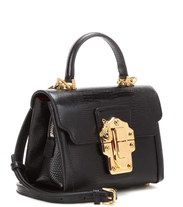 Small leather luggage bag black