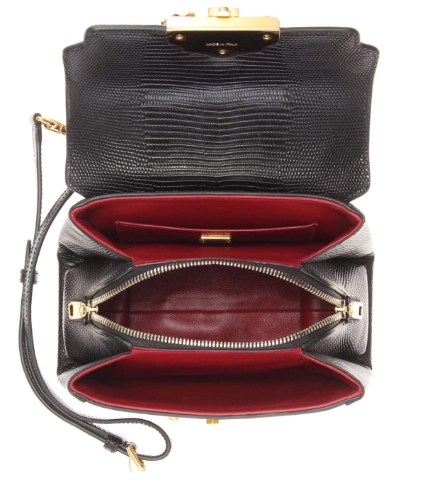 Small leather luggage bag black