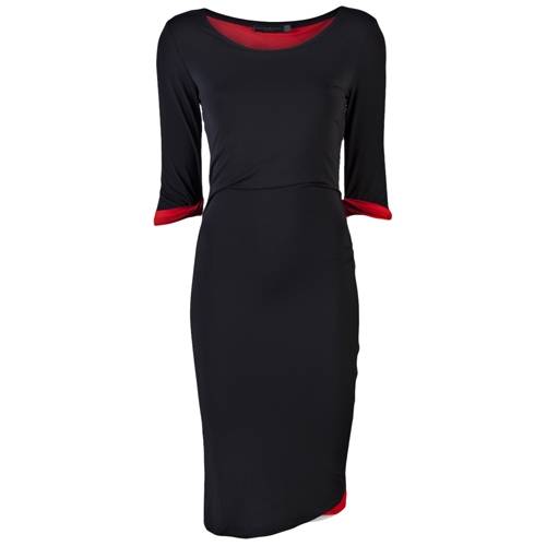 Rochie bicolora negru și roșu
