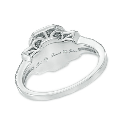  1 CT. T.W. Emerald-Cut Diamond Double Frame Past Present Future Ring in 14K White Gold