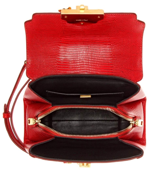 Small leather luggage bag red