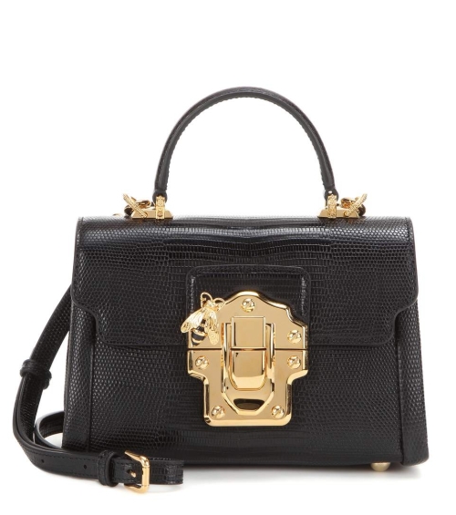 Small leather luggage bag black