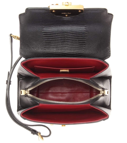 Small leather luggage bag black